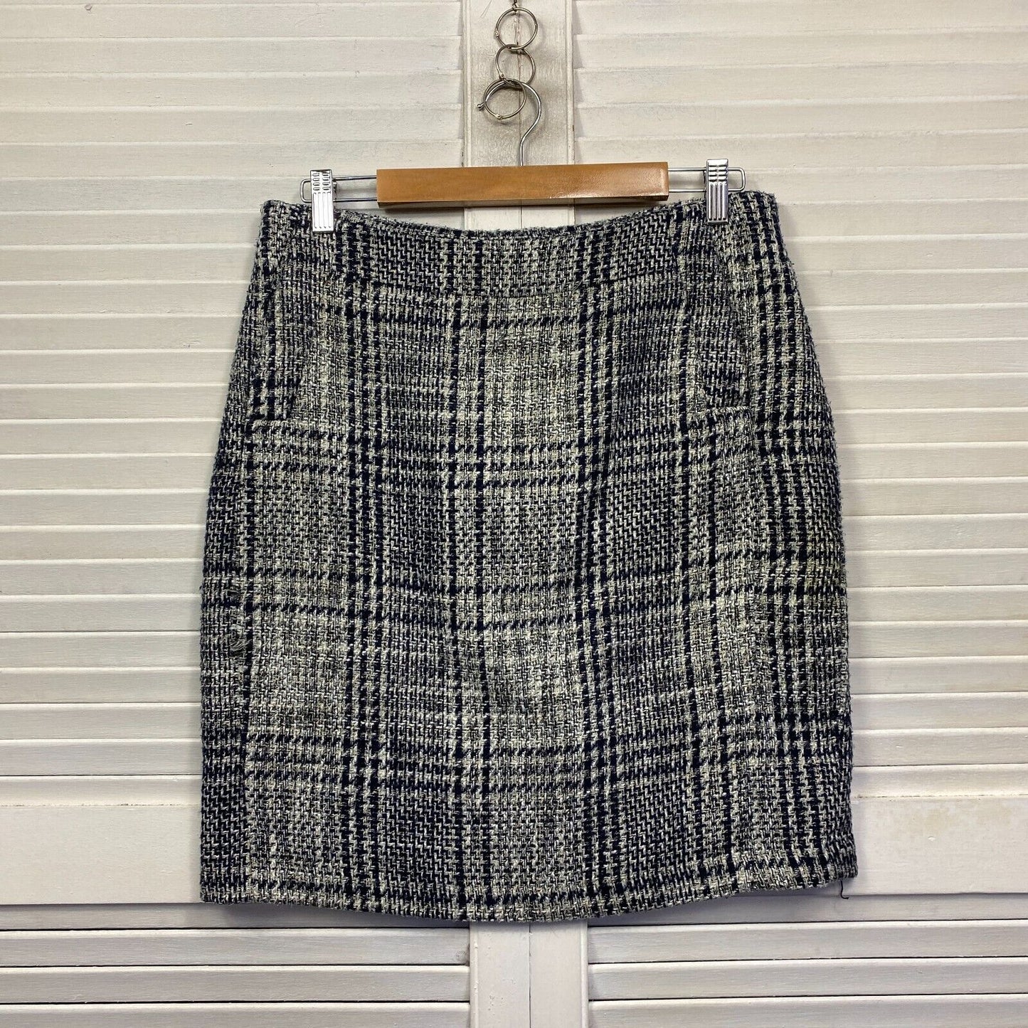 Preview Skirt Size 14 Grey Pockets Check Knee Length Lined Office