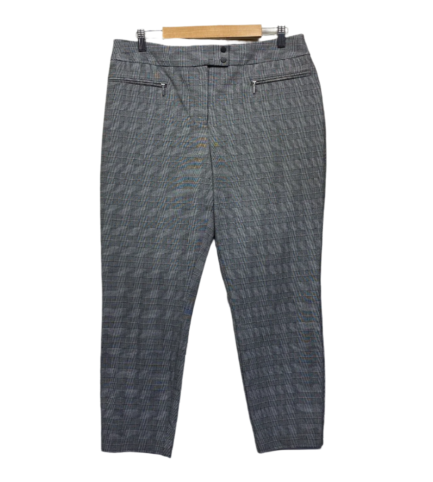 Portmans Pants Size 16 Grey Check Zip Fly Office Work Corporate