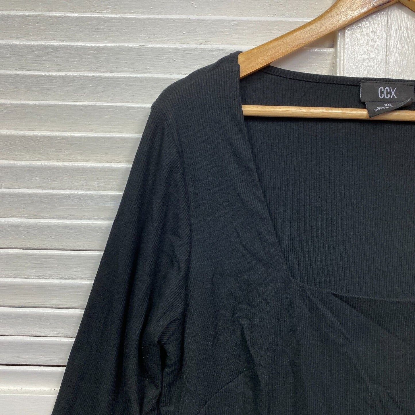 CCX Top Size 14 Plus XS Black Long Sleeve Cropped