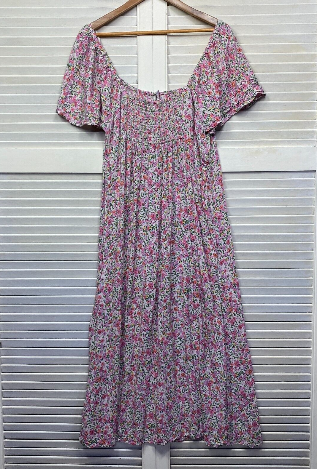 Anko Maxi Dress Size 16 Short Sleeve Multicoloured Floral Long Viscose