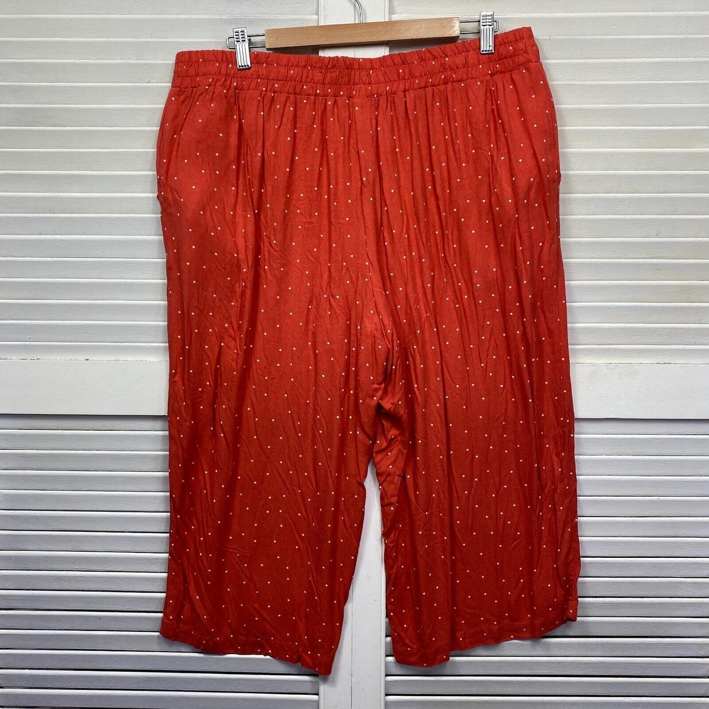 Anko Pants Size 16 Plus Orange Pockets Wide Leg Cropped Elastic Waist