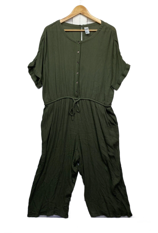 Anko Jumpsuit Size 20 Plus Green Pockets Short Sleeve Romper Preloved