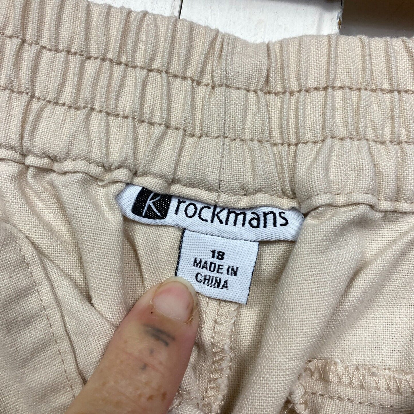 Rockmans Cropped Pants Size 18 Plus Beige Linen Blend Pockets