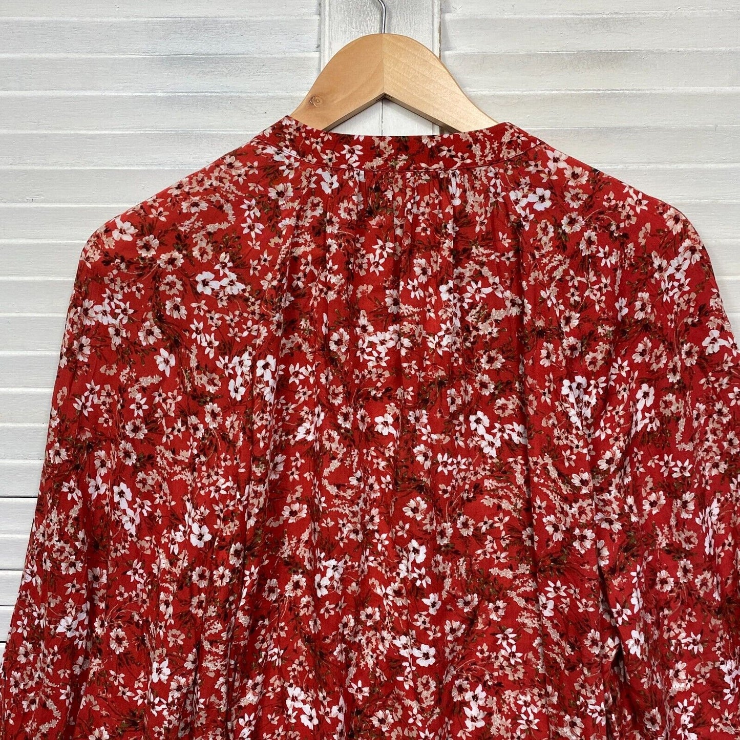 Sussan Top Size 14 Orange Floral Print Long Sleeve Viscose