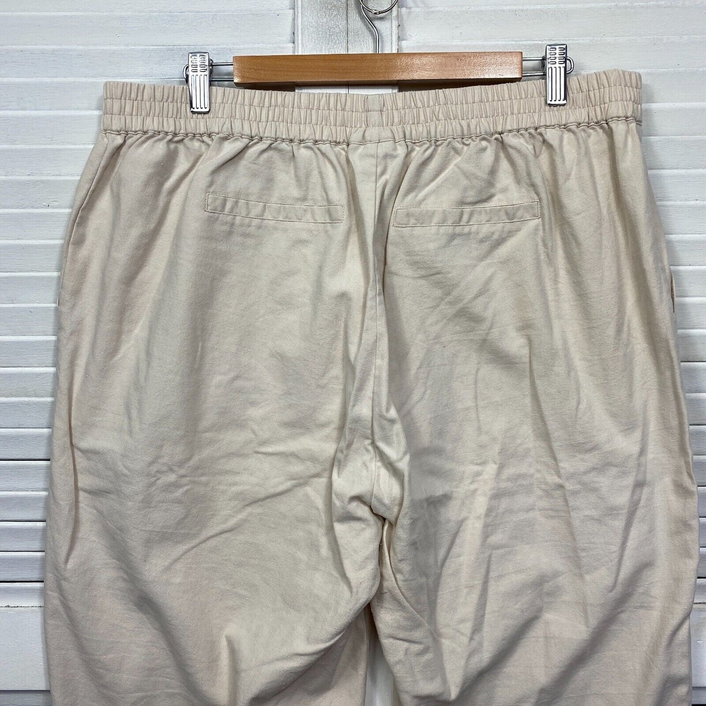 Rockmans Cropped Pants Size 18 Plus Beige Linen Blend Pockets