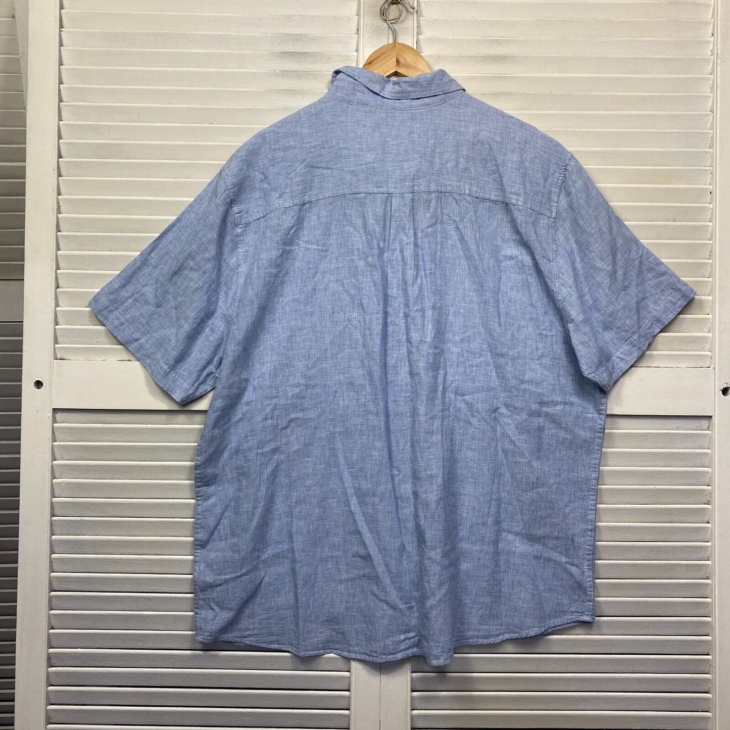 Anko Shirt Mens Size 4XL Blue Short Sleeve Button Up Linen Blend