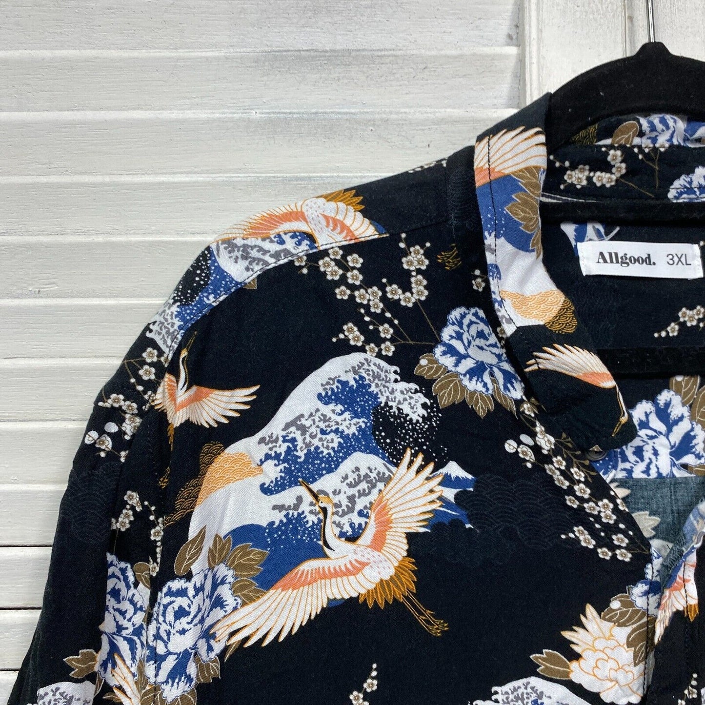 All Good Mens Shirt Size 3XL Plus Floral Tropical Button Up Short Sleeve Viscose Preloved