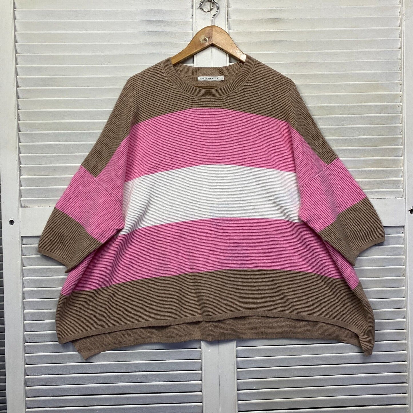 Label of Love Jumper Medium Large 14 16 Striped Oversized Ribbed Multicoloured