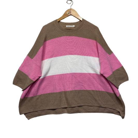 Label of Love Jumper Medium Large 14 16 Striped Oversized Ribbed Multicoloured