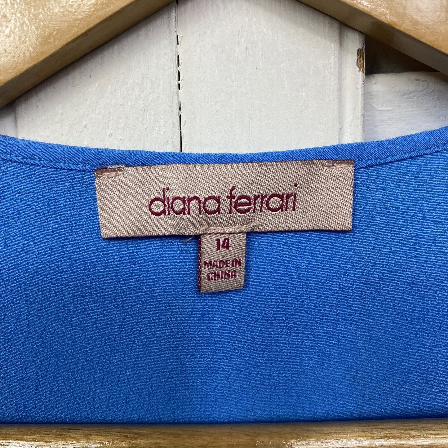 Diana Ferrari Top Size 14 Blue Short Sleeve Viscose