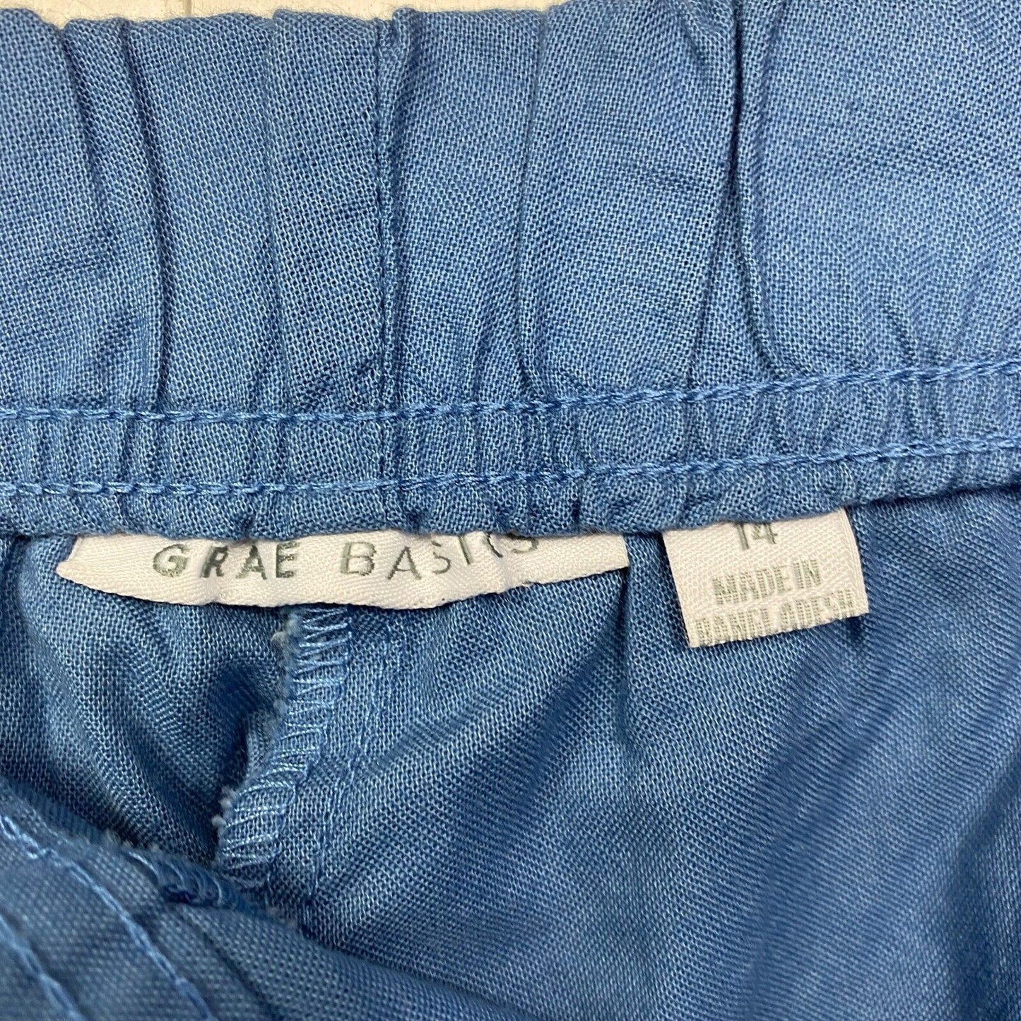 Suzanne Grae Shorts Size 14 Blue Pockets Drawstring Cotton Preloved