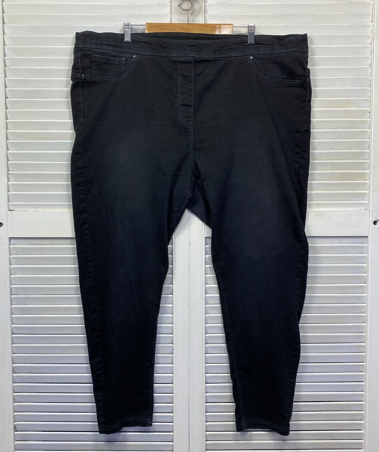 Beme Jeans Pants Size 26 Plus Black Pull On Denim Elastic Waist