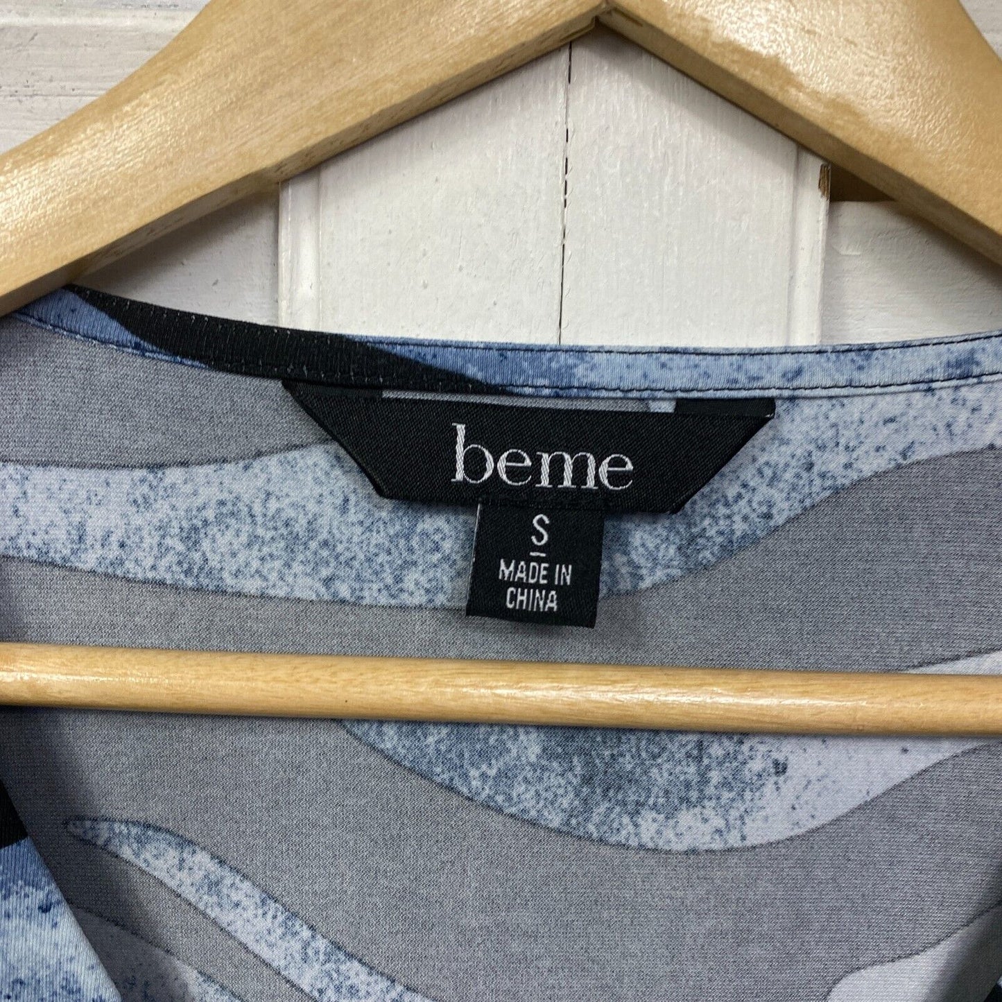 Beme Top Size 16 Plus Small Blue Black Long Sleeve Ladies Blouse