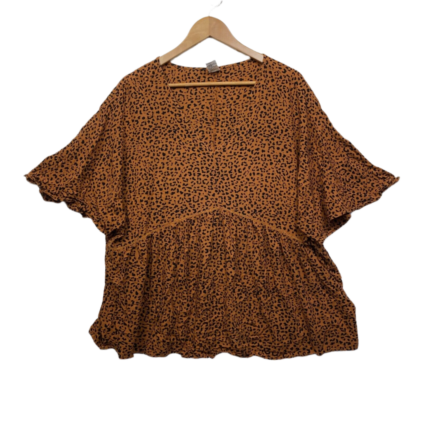 Anko Top Size 22 Plus Short Sleeve Brown Tan Black Animal Print