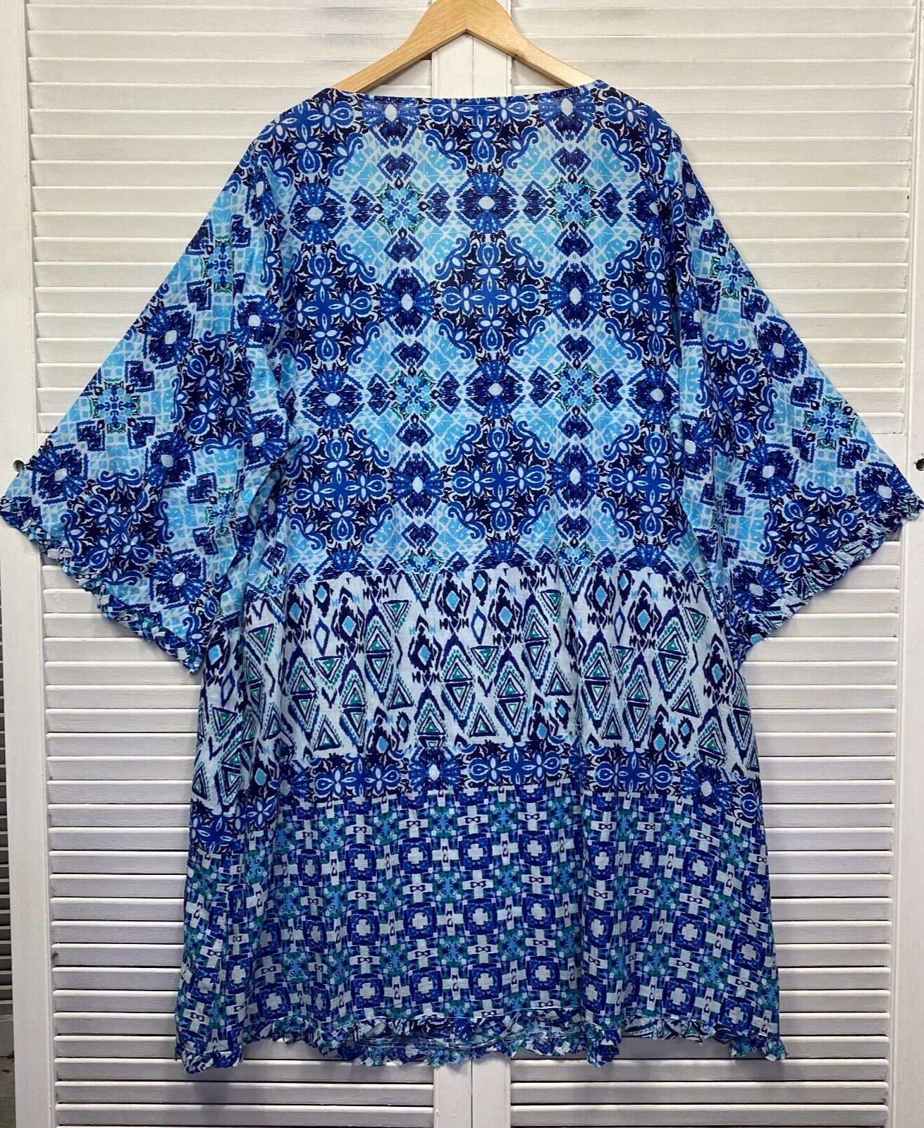 Lulu Soul Dress Size 4XL Blue Boho Short Sleeve Pockets Shift Knee Length