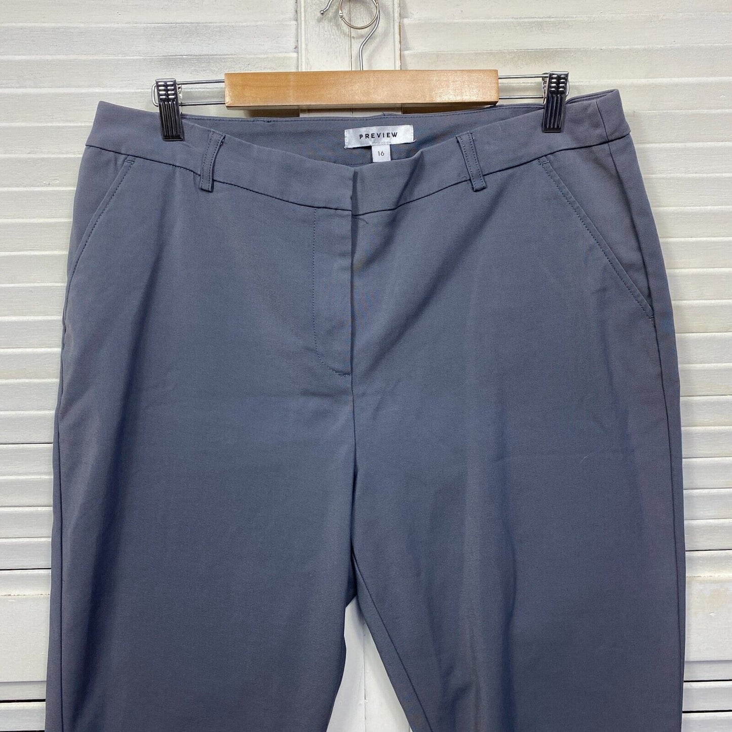 Preview Pants Size 16 Plus Grey Zip Fly Office Work Straight Leg