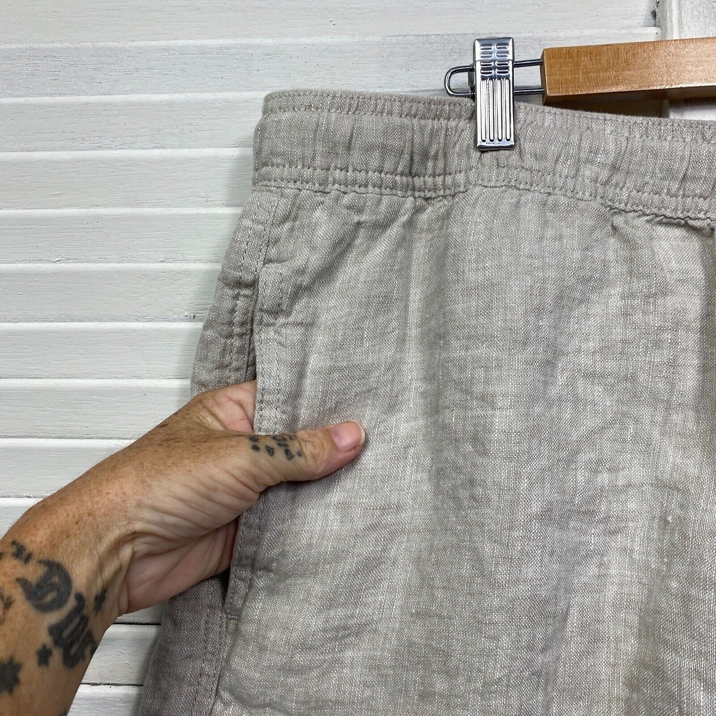 Target Linen Shorts Mens 2XL Beige Pockets Drawstring Casual Preloved