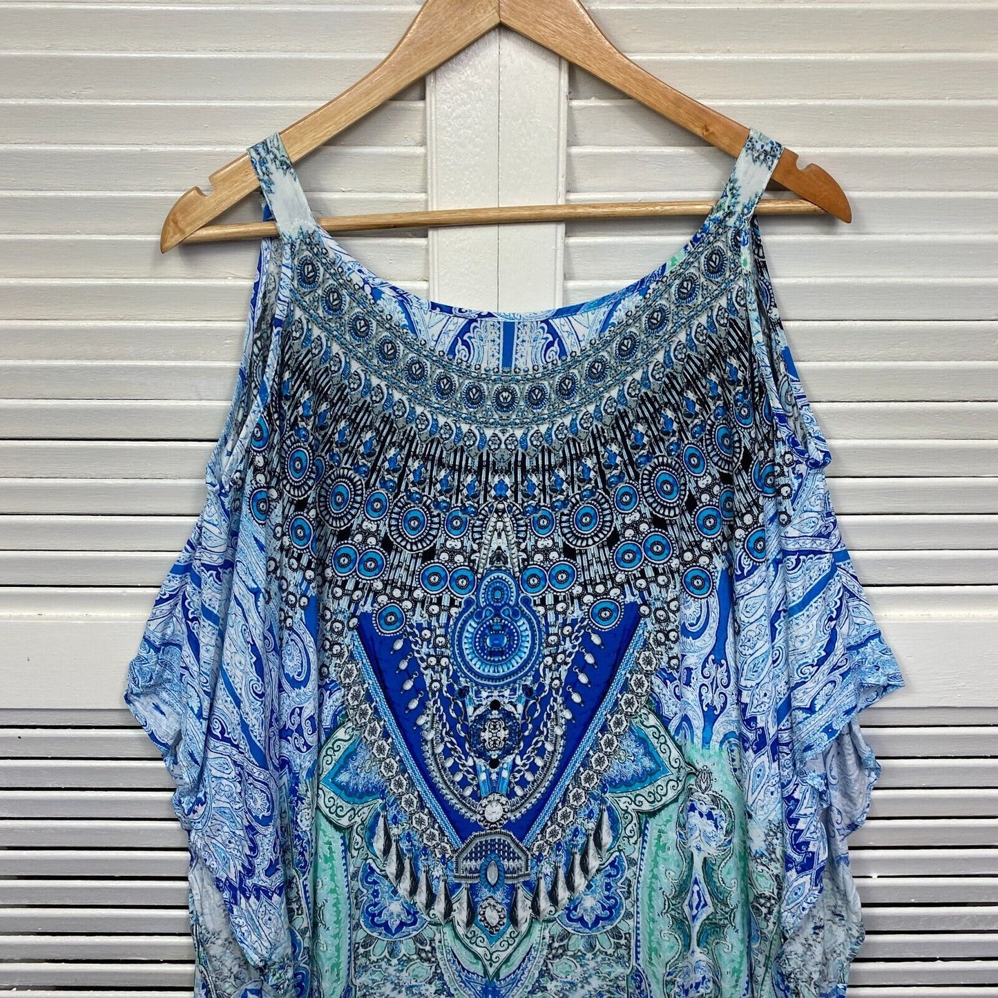 Autograph Kaftan Dress Size 16 18 Cold Shoulder Sleeve