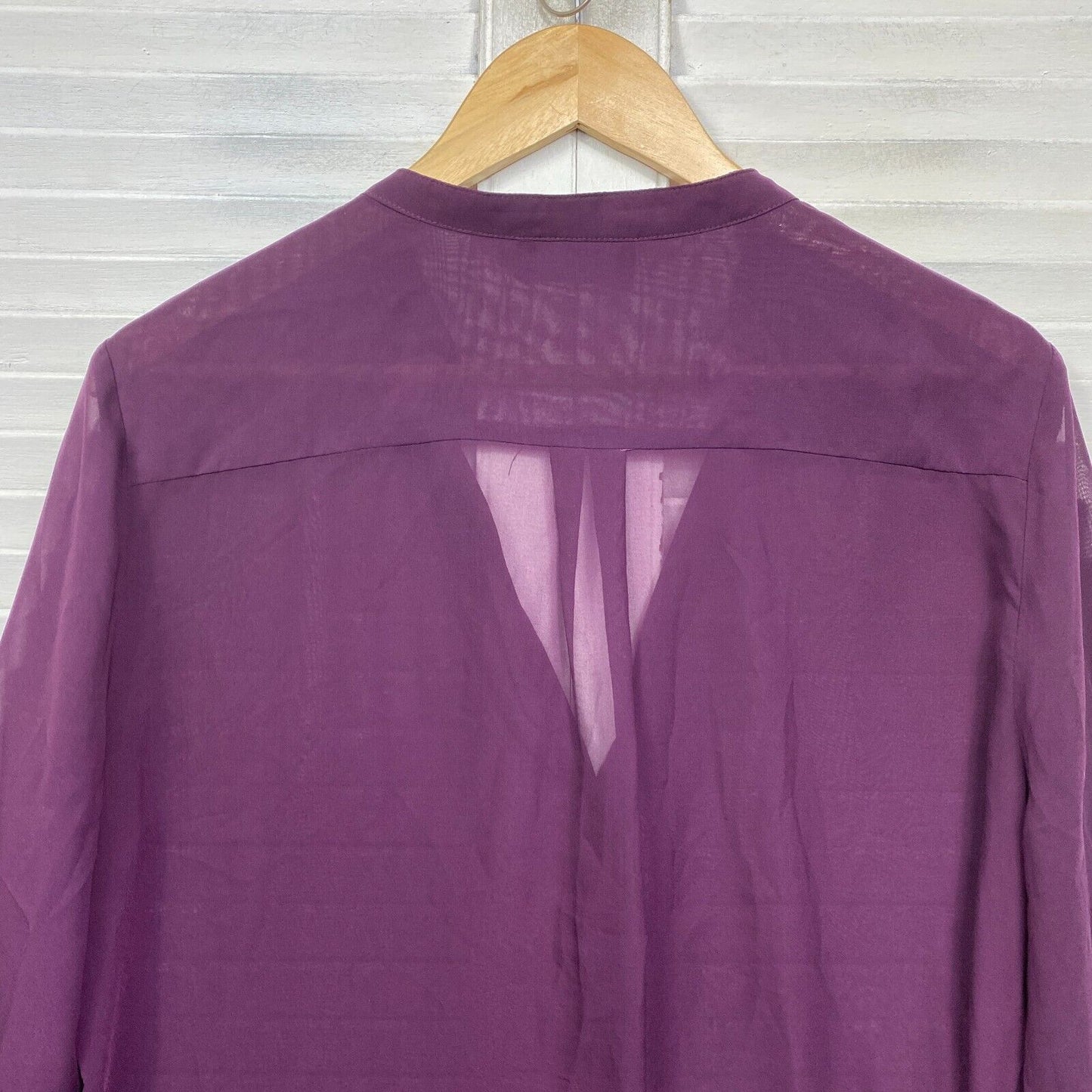 Flower Top Size 16 Purple Sheer Long Sleeve Button Up