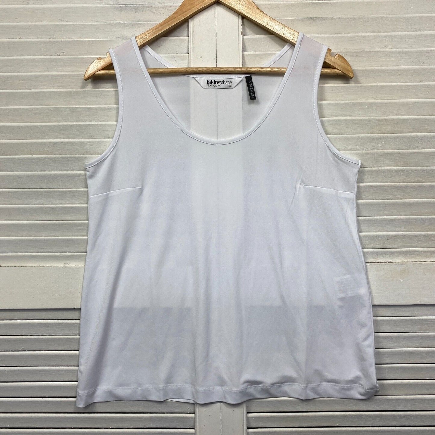 Taking Shape Basics Top Size 14 Plus Petites White Sleeveless Sheer