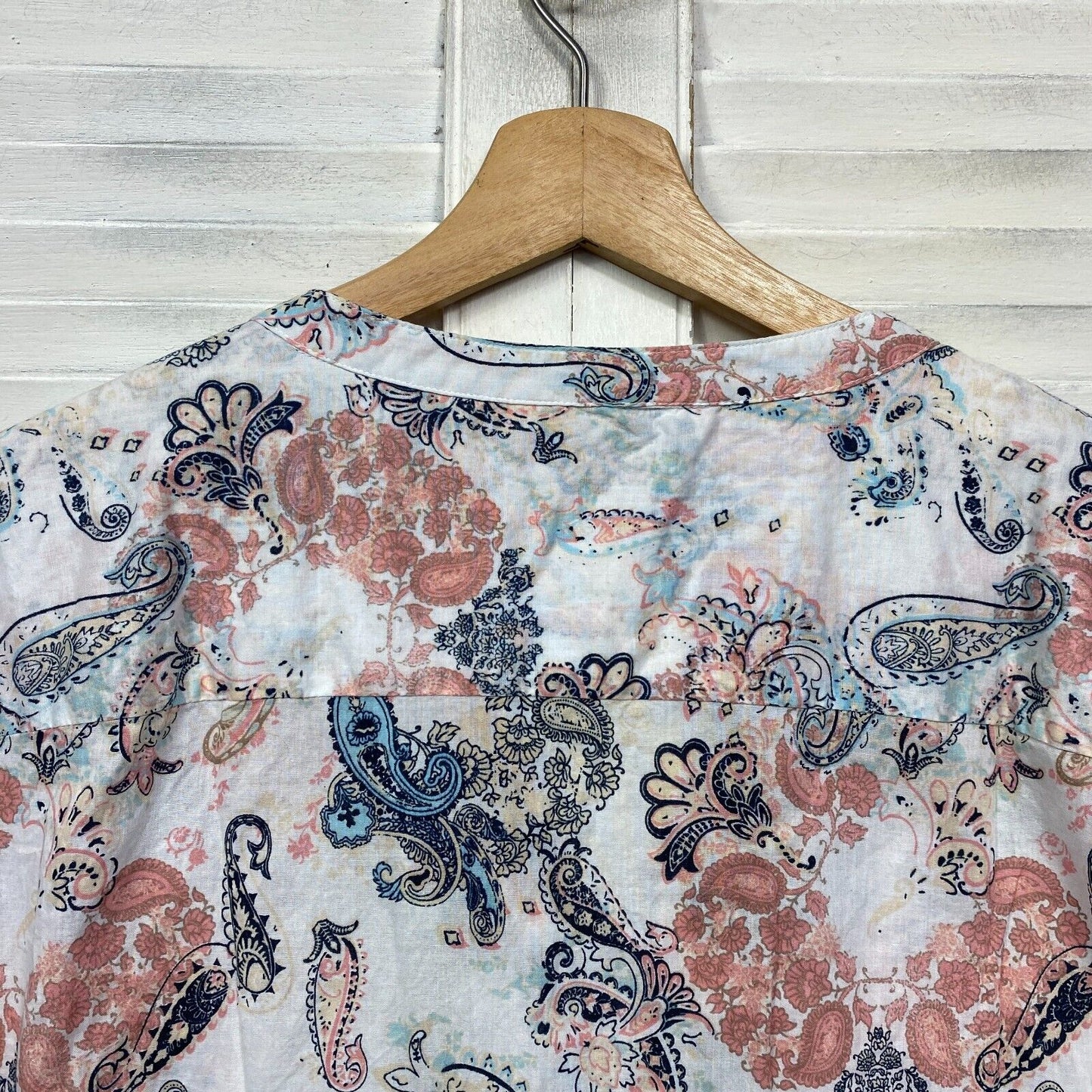 Regatta Top Size 14 Multicoloured Button Up Long Sleeve Paisley Floral Cotton