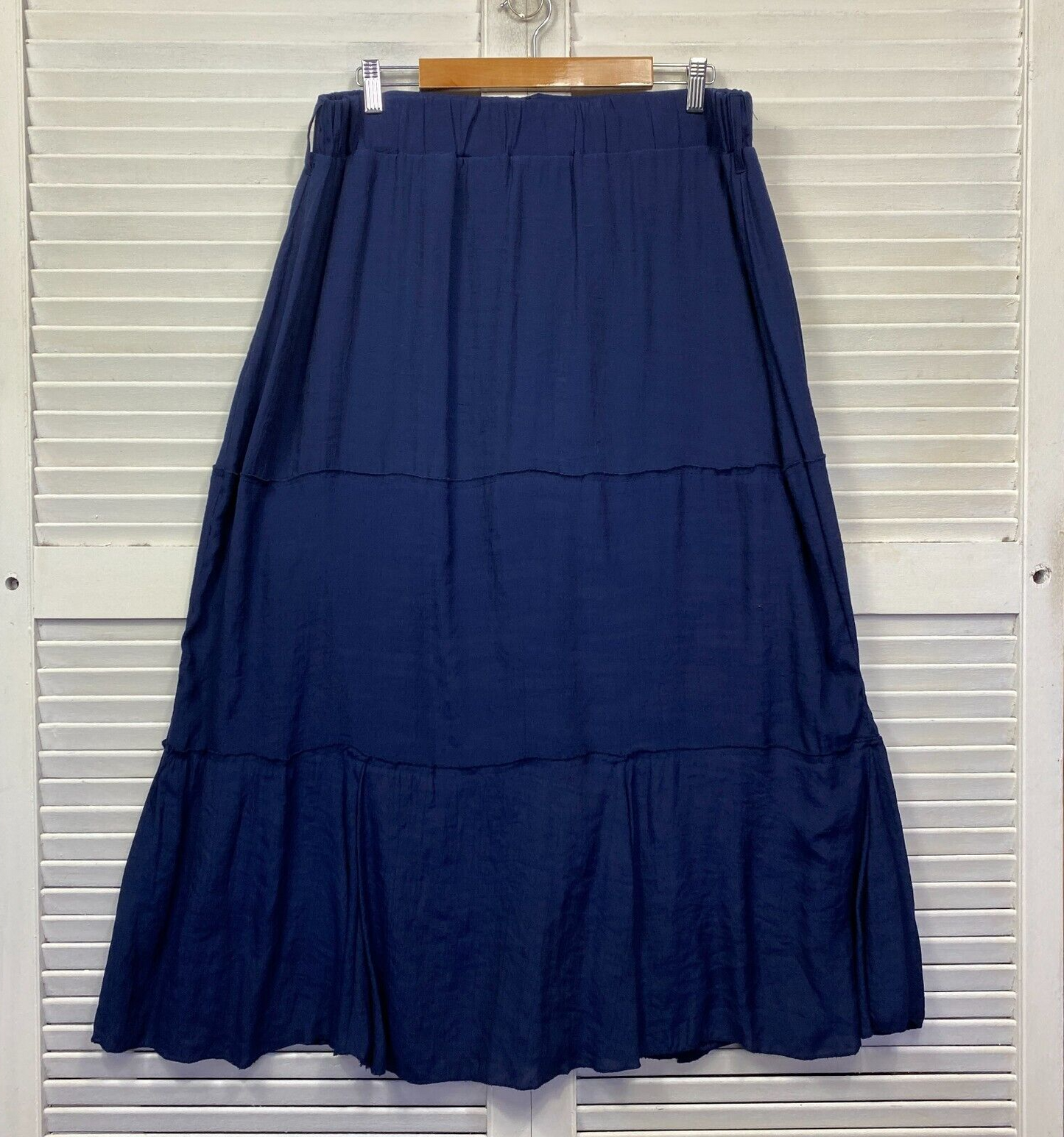 Millers Maxi Skirt Size Large Blue Navy Elastic Waist Long Viscose