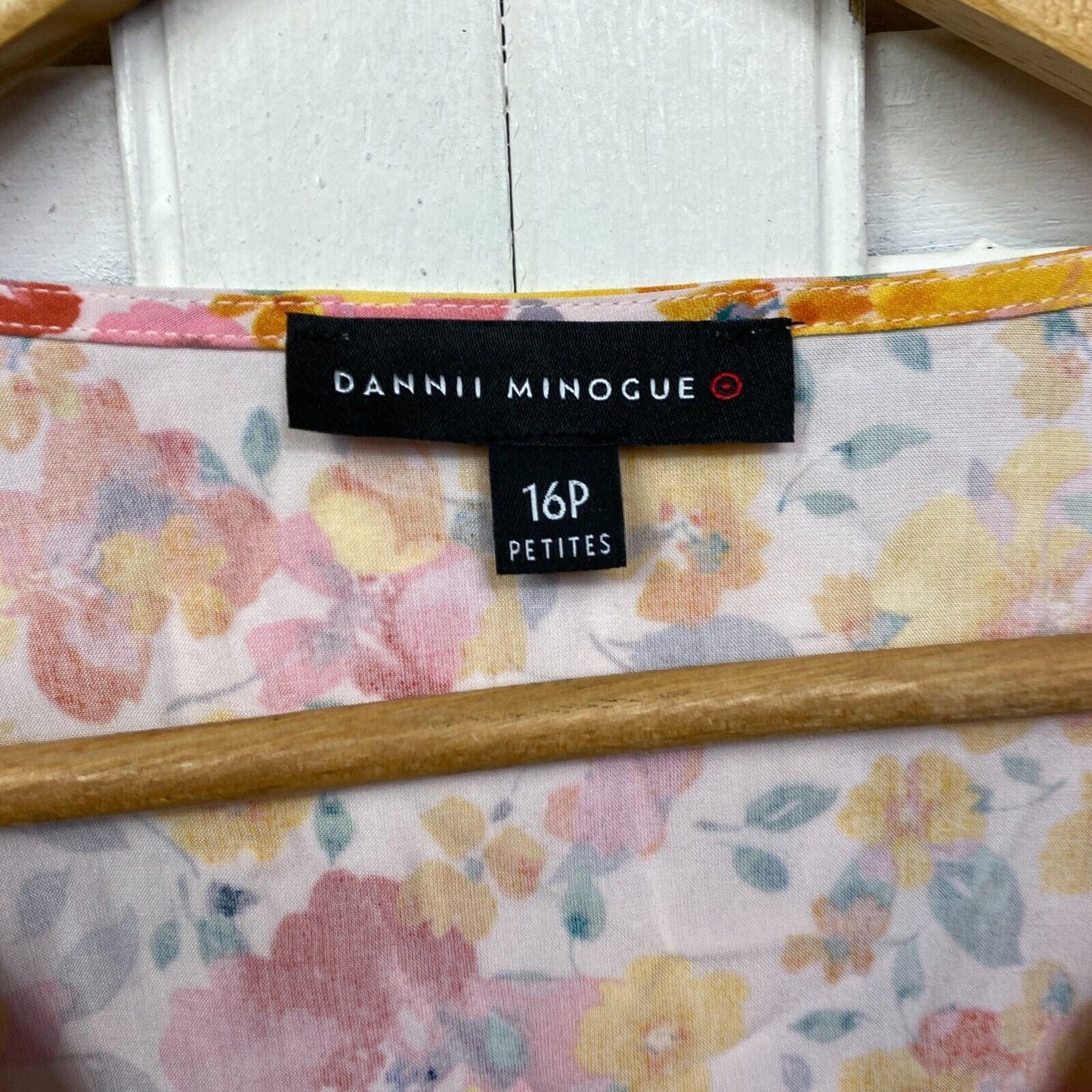 Dannii Minogue Top Size 16 Petites Floral Multicoloured Long Sleeve Viscose