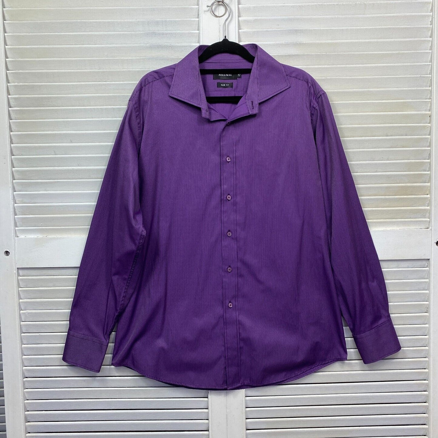 Seine Purple Shirt Mens Size 42 Slim Fit Long Sleeve