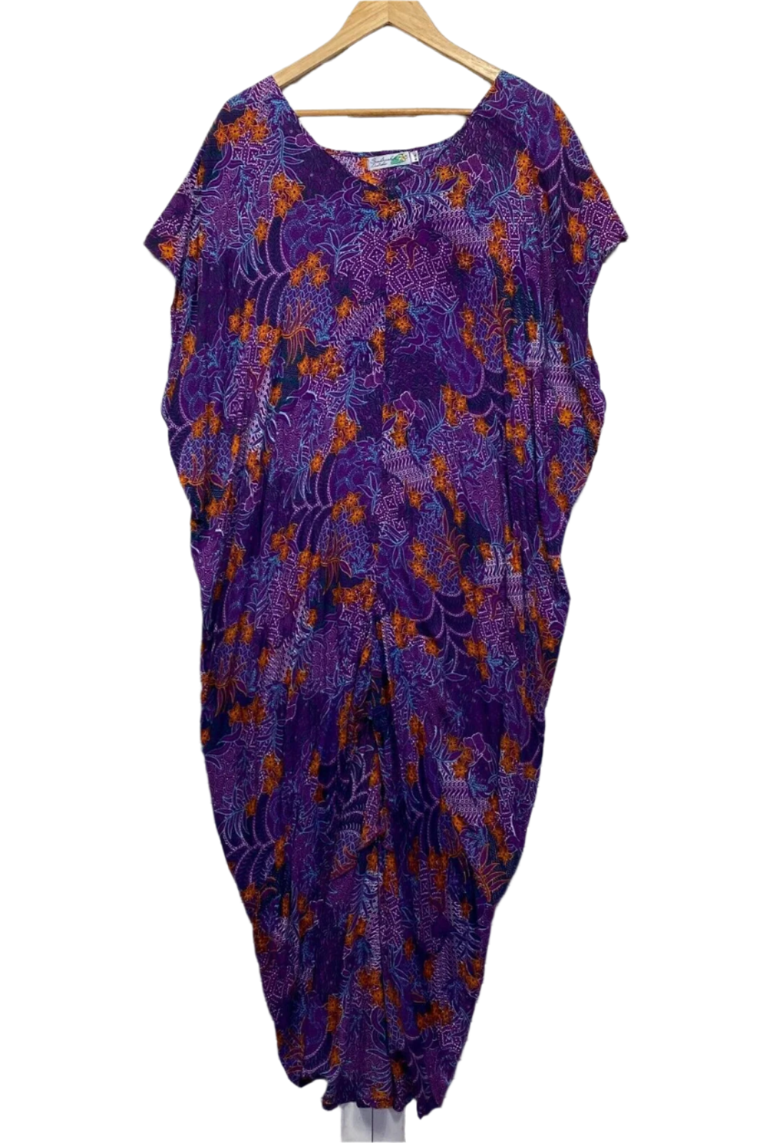 Sundrenched Maxi Dress One Size Plus Short Sleeve Purple Rayon