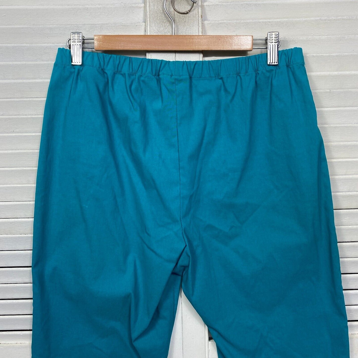 Blue Illusion Pants Size Large 14 Blue Teal Elastic Waist Viscose