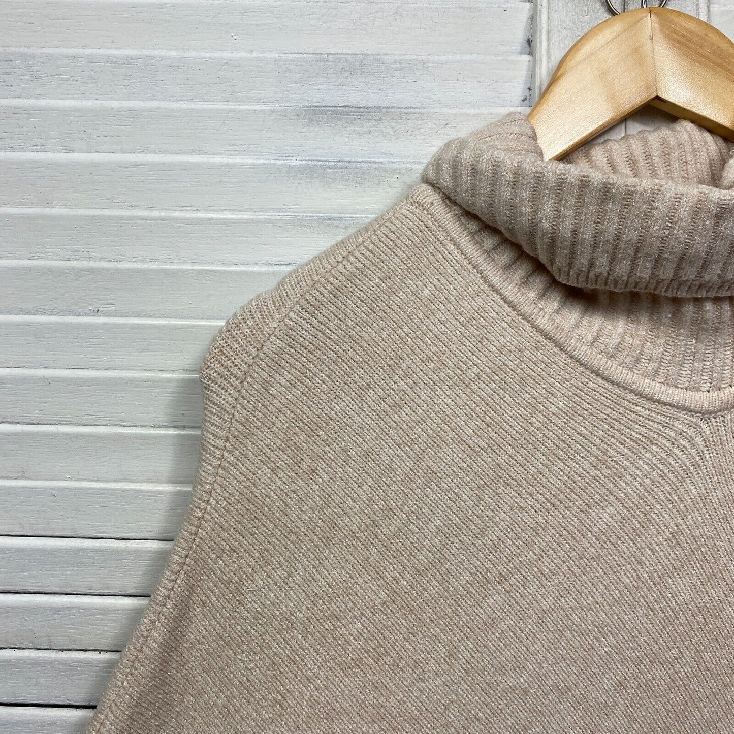 Forever New Shawl Jumper Short Sleeve Knit Beige One Size Turtleneck