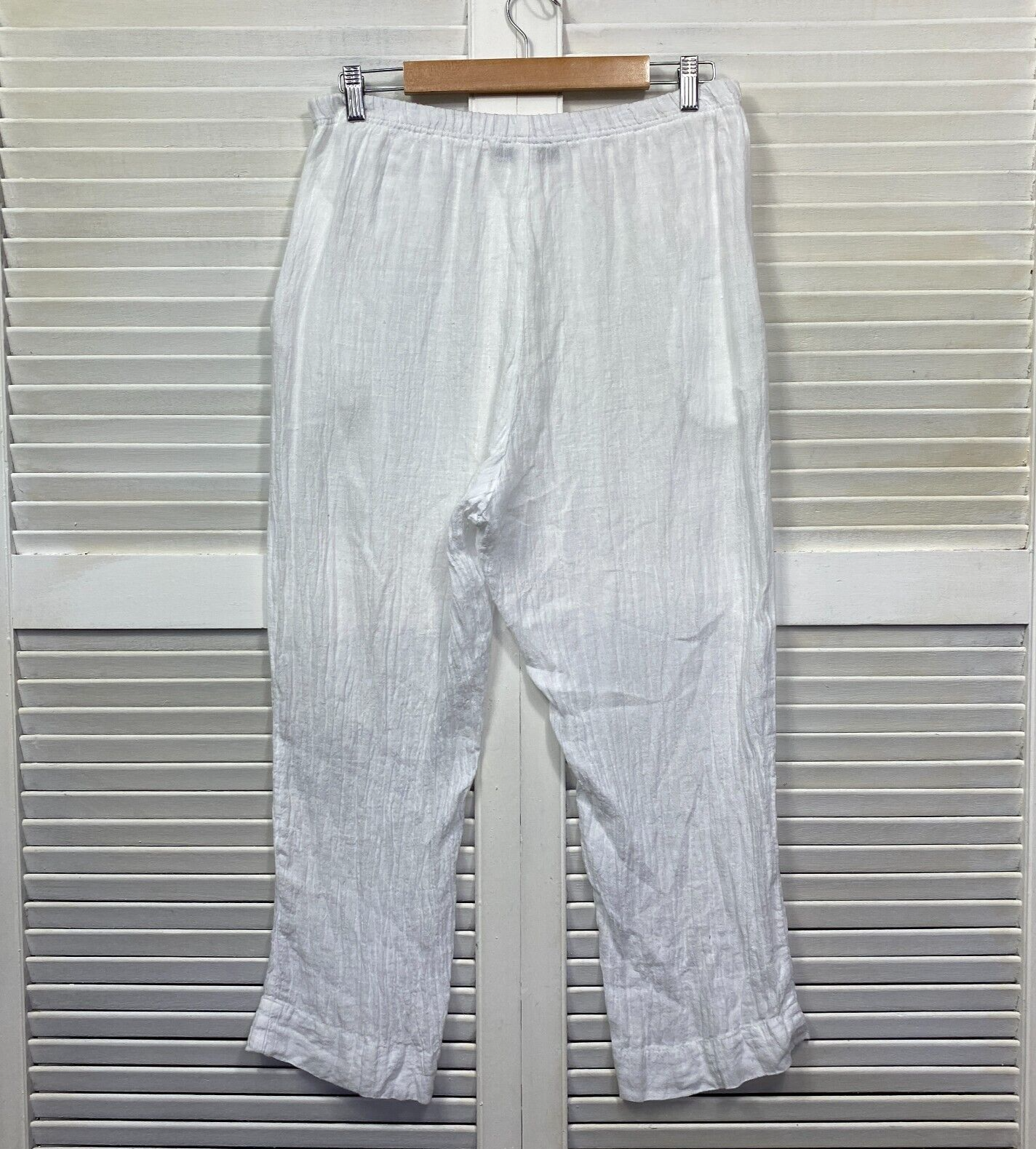 Portofino Pant Size 16 White Sheer Pockets Elastic Waist Made in Australia