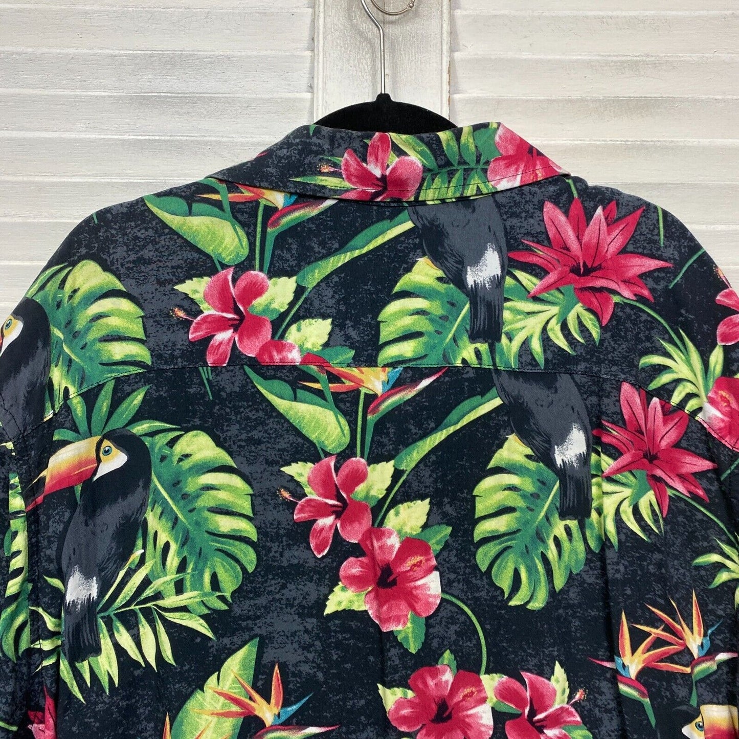 DBK Apparel Hawaiian Shirt Mens 4XL Plus Black Floral Short Sleeve Tropical