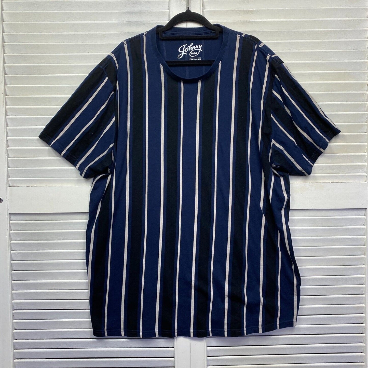 Johnny Bigg TShirt Mens 3XL Longline Tee Blue Striped Preloved