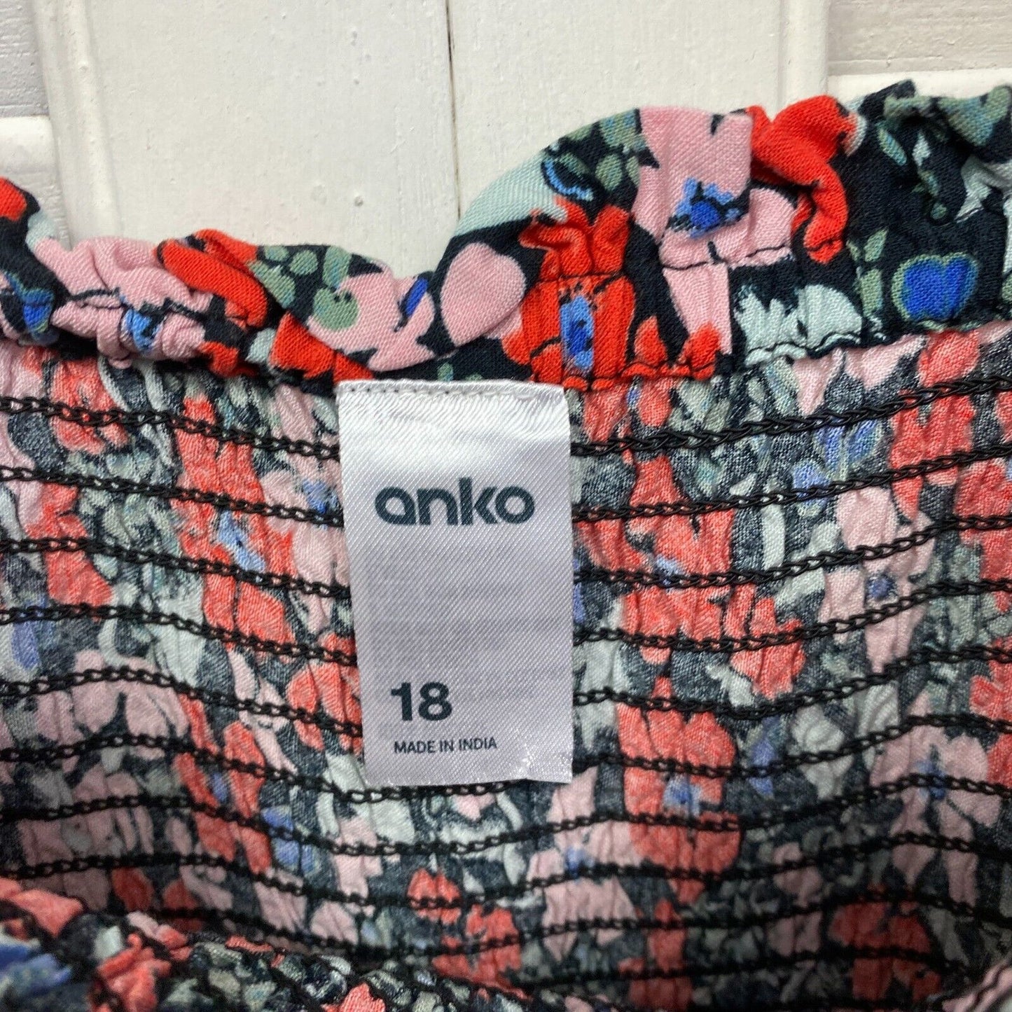 Anko Top 18 Plus Multicoloured Floral Ruched Viscose Long Sleeve Preloved