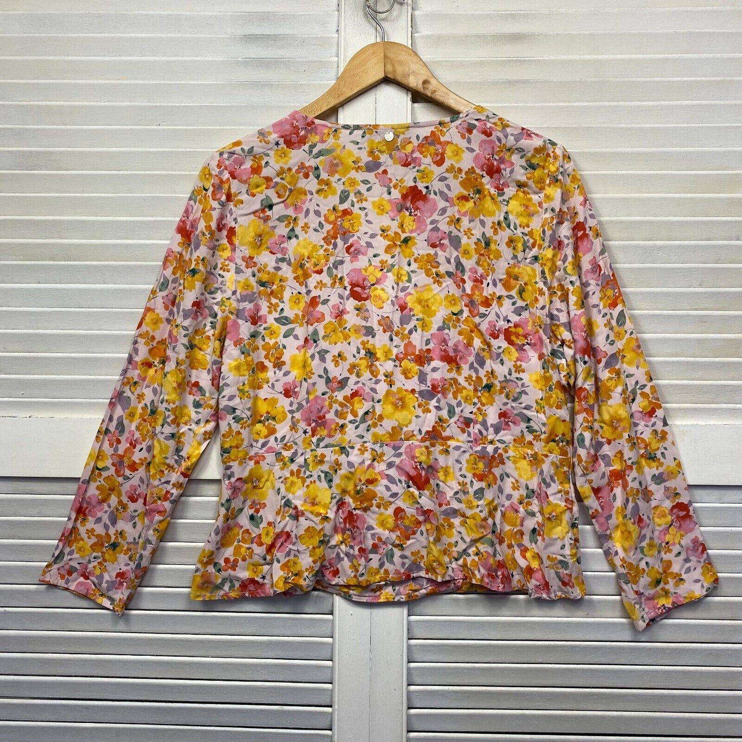 Dannii Minogue Top Size 16 Petites Floral Multicoloured Long Sleeve Viscose