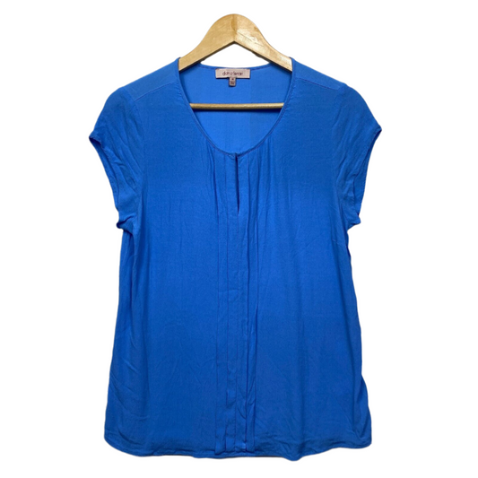 Diana Ferrari Top Size 14 Blue Short Sleeve Viscose