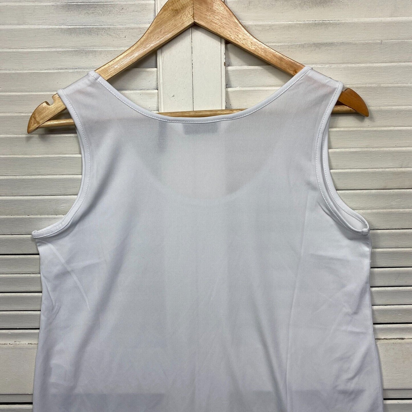 Taking Shape Basics Top Size 14 Plus Petites White Sleeveless Sheer