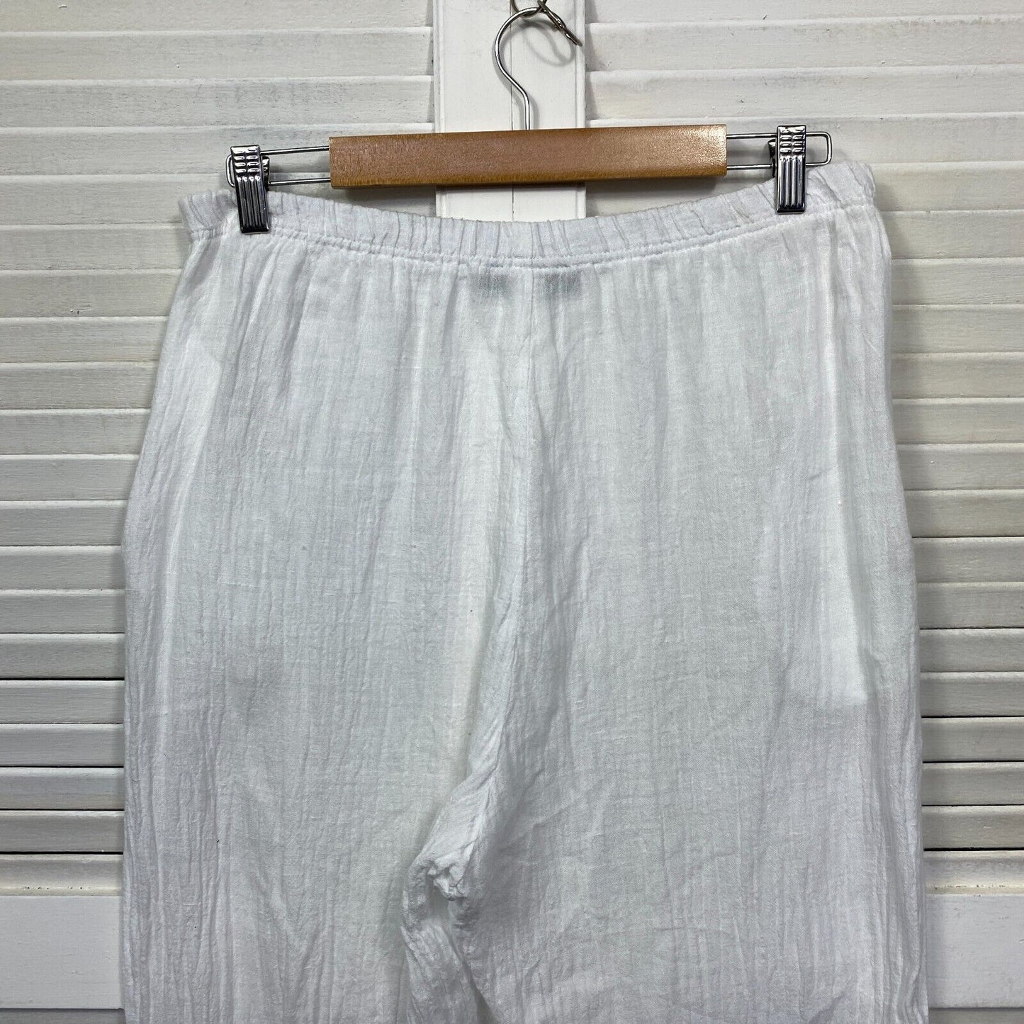 Portofino Pant Size 16 White Sheer Pockets Elastic Waist Made in Australia