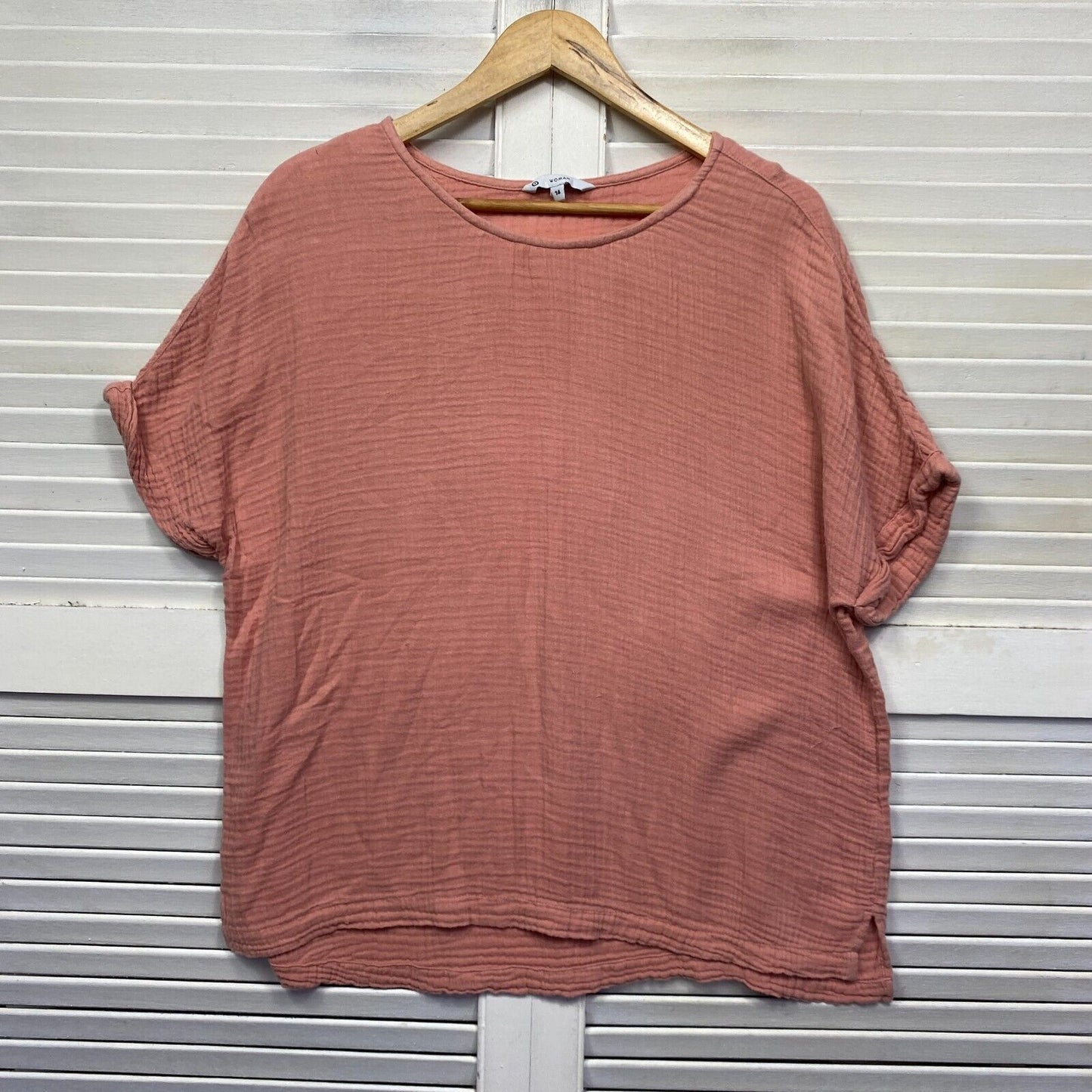 Target Top Size 14 Pink Short Sleeve Cotton Casual Preloved