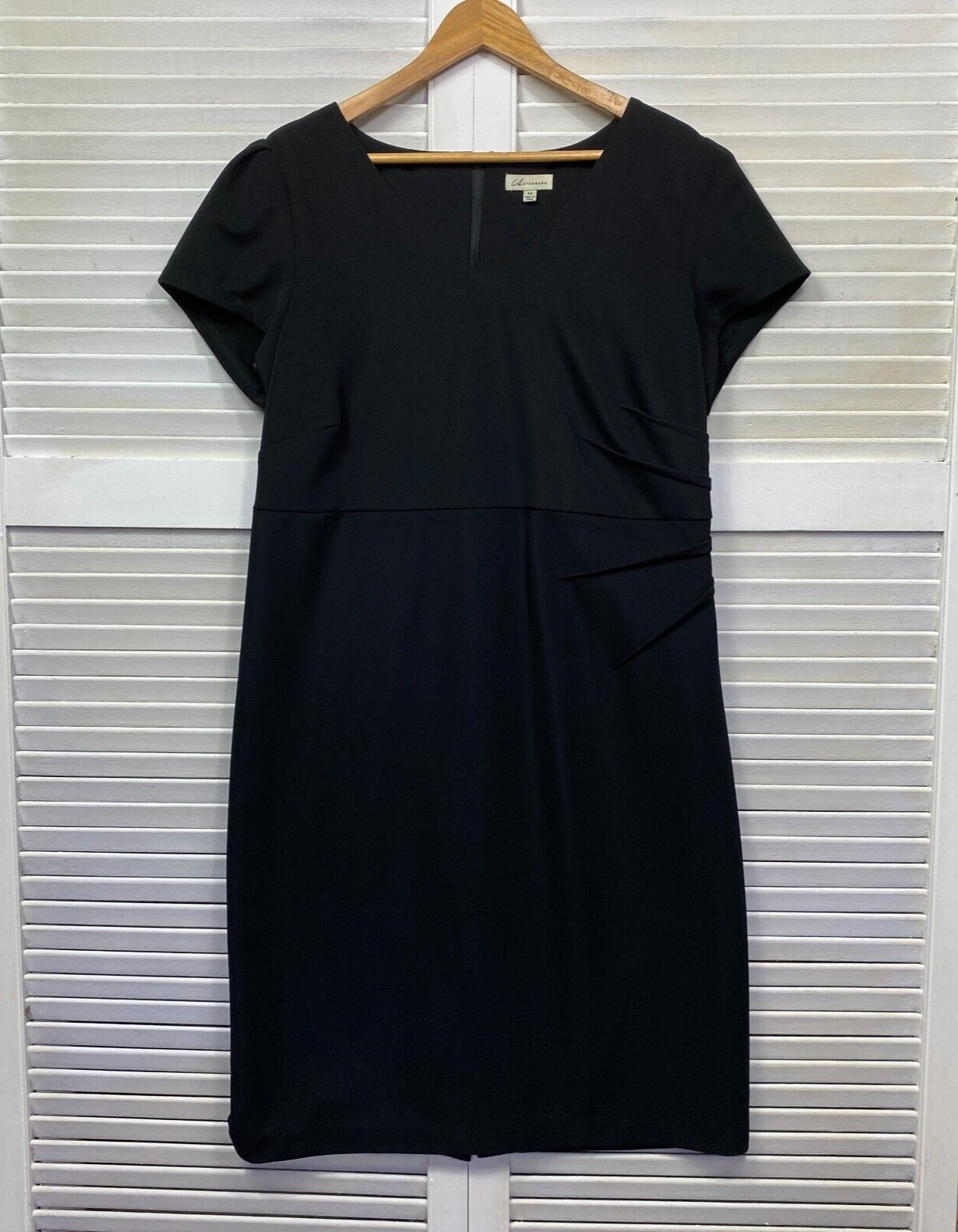 Autograph Dress Size 14 Plus Black Short Sleeve Pencil Knee Length