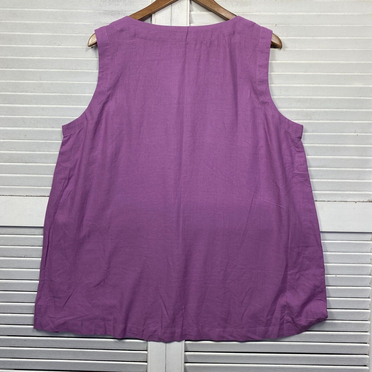 beme Top Size 14 Plus Size Purple Sleeveless Linen Blend