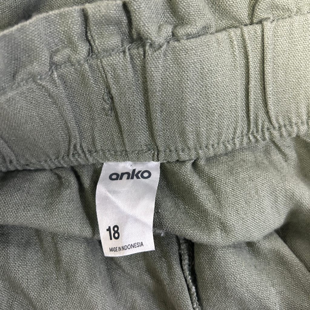 Anko Linen Blend Olive Pants - Size 18