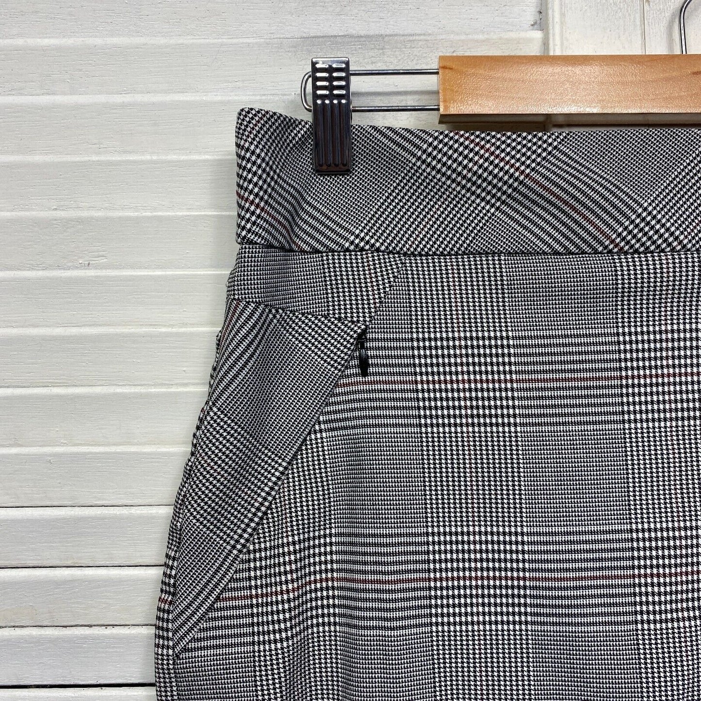 Preview Skirt Size 14 Grey Houndstooth Check Pencil Pockets Office Lined