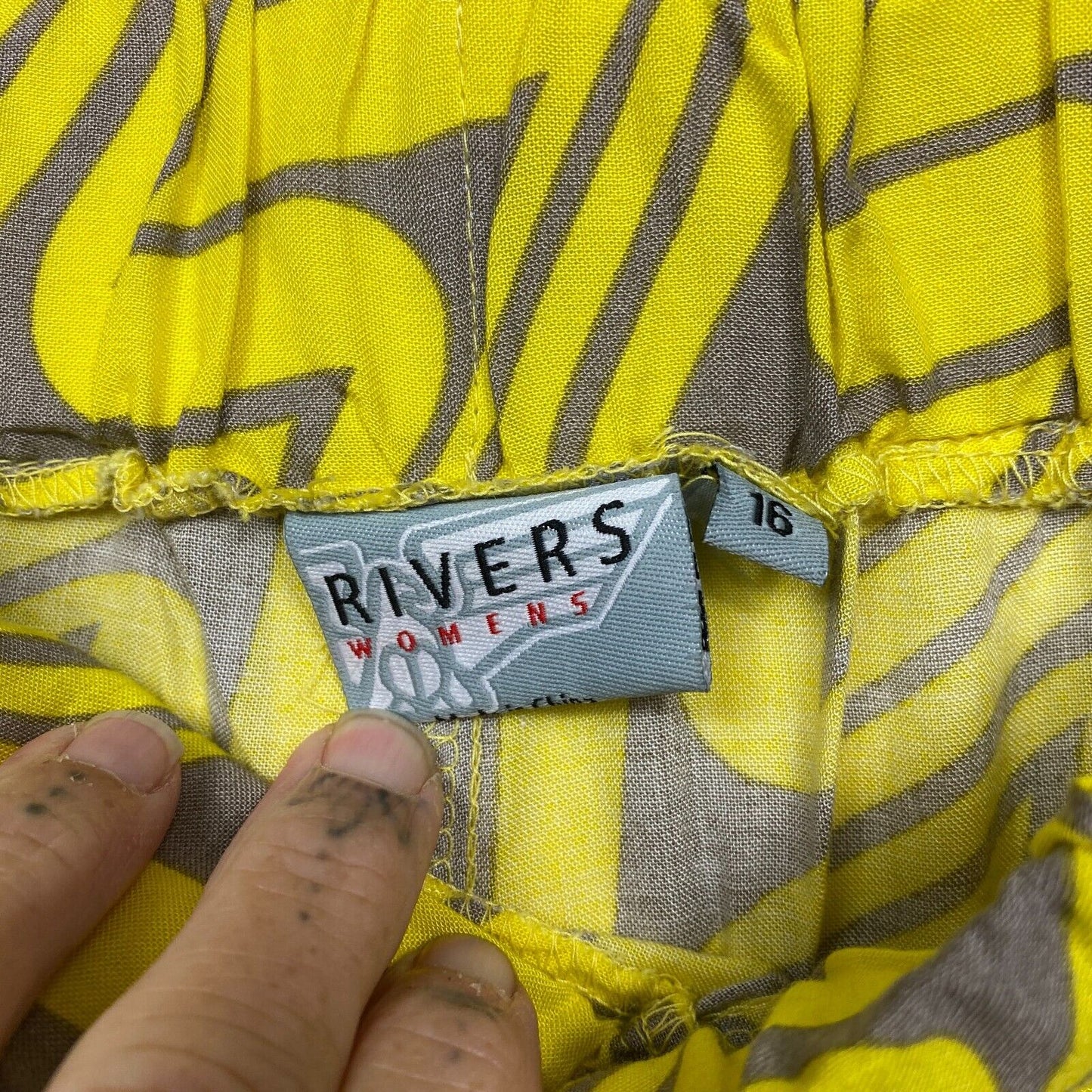 Rivers Pants Size 16 Plus Yellow Grey Geometric Pockets Viscose