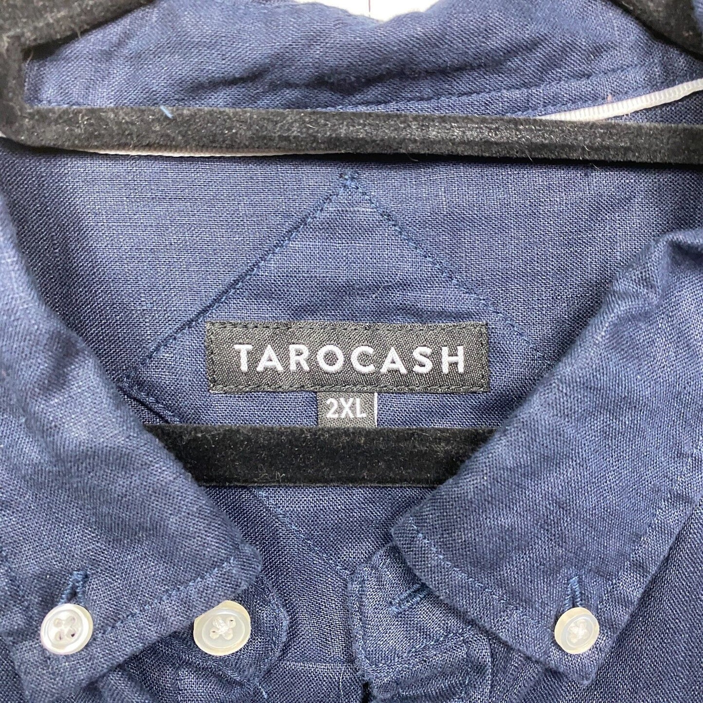 Tarocash Linen Shirt Mens 2XL Blue Button Up Short Sleeve Preloved