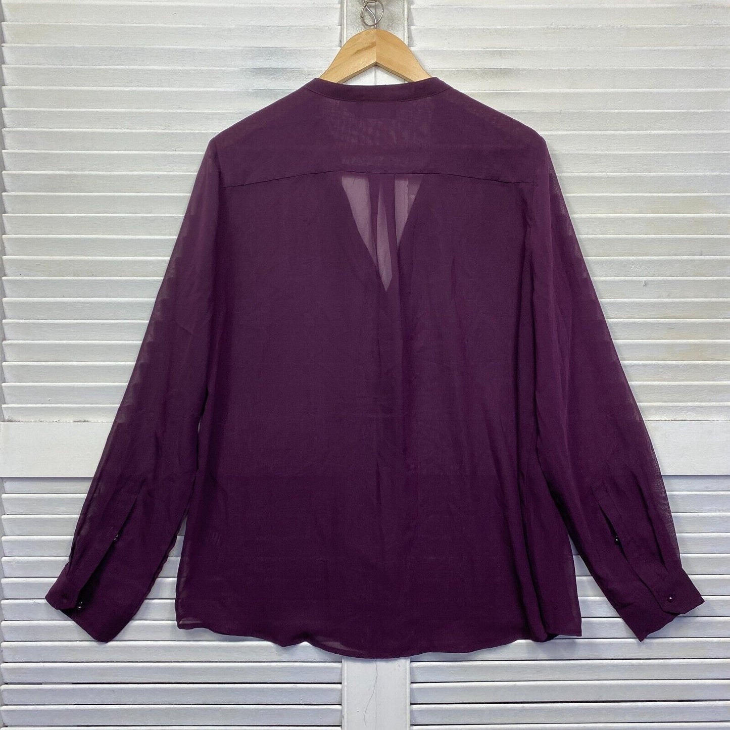 Flower Top Size 16 Purple Sheer Long Sleeve Button Up