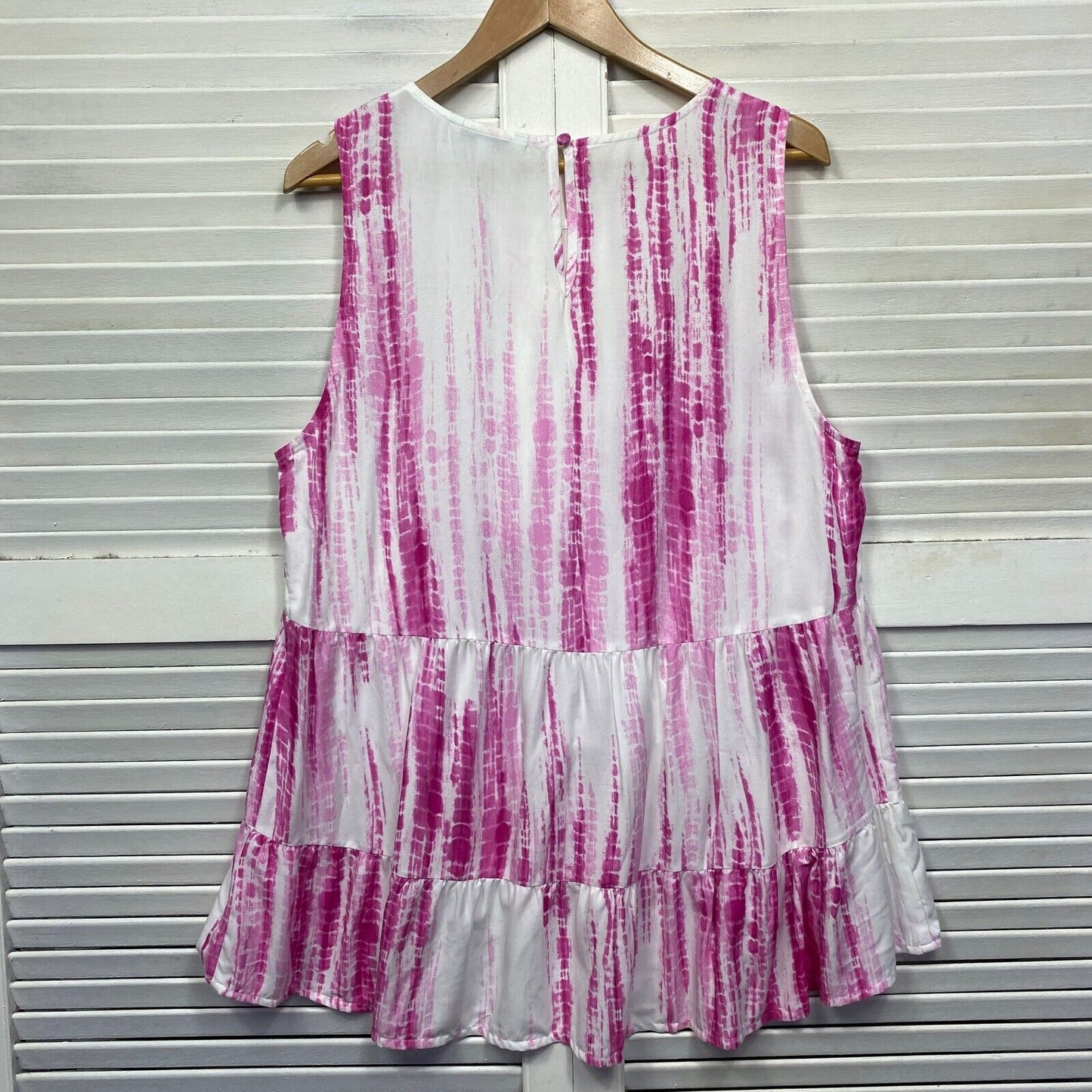 Target Top Size 16 White Pink Tie Dye Tunic Sleeveless Viscose