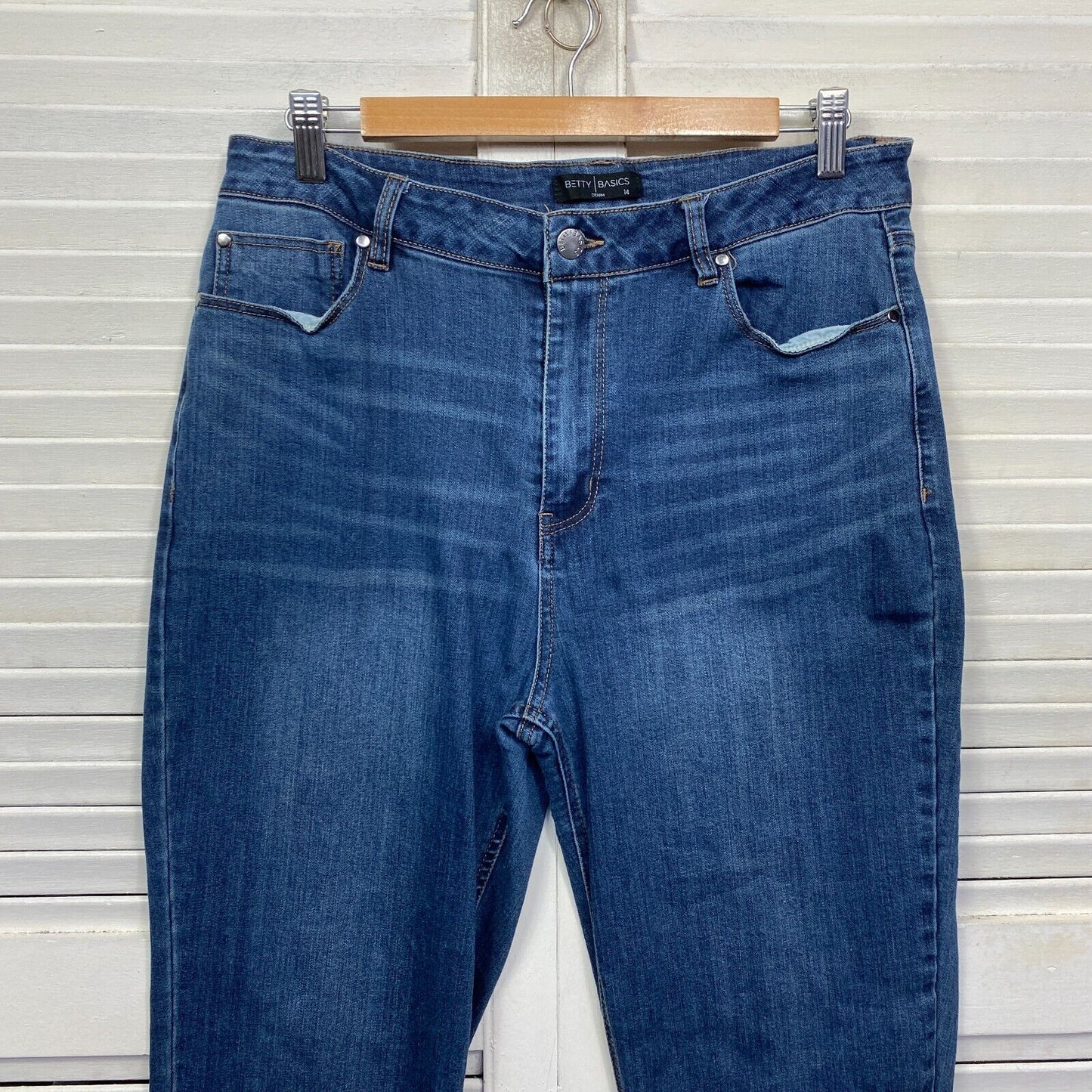 Betty Basics Jeans Size 14 Blue Denim Straight Leg Pockets