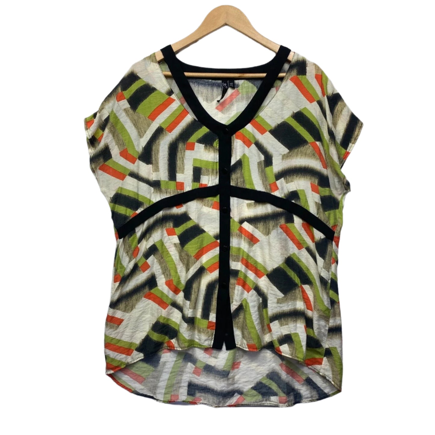 Taking Shape Top Size 12 14 Multicoloured Short Sleeve Viscose